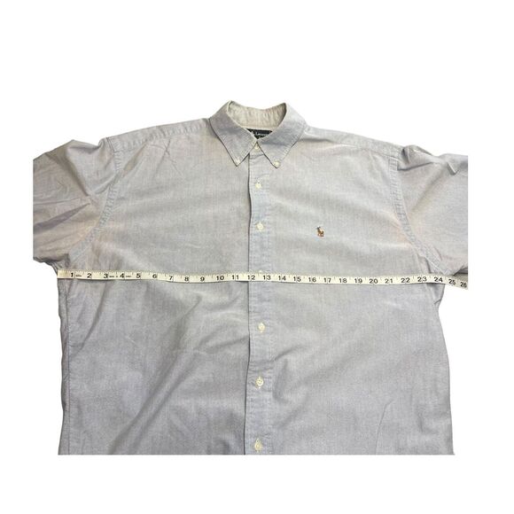 Ralph Lauren Blaire Shirt Men Large Gray/Blue Classic Pleated Button-Down Pony - Picture 7 of 10